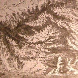 Dessin topographique d'une vallée de la rivière