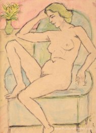 Nu dans une chaise verte
