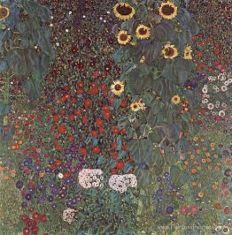 Jardin de campagne avec tournesols