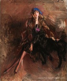 Dame avec des lévriers noirs