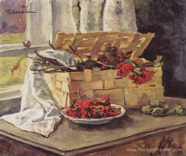 Nature morte. Panier avec cendres.
