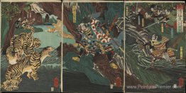 Kato kiyomasa tigres de chasse en Corée pendant la guerre d'Imji