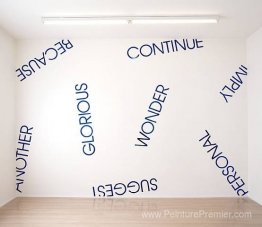 Pièce de garde avec des mots miroir bleus