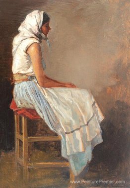 Femme paysanne avec foulard blanc