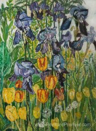 Iris et tulipes