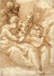 Sainte Famille avec des bergers et des anges