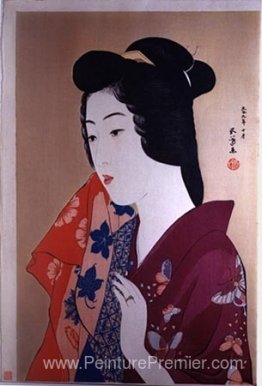 Femme avec une serviette à main