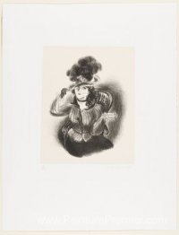 Fille en chapeau à plumes - (le chapeau à plumes)