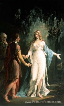 Calypso recevant le télémachus et le mentor dans la grotte