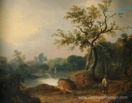 Paysage avec des chiffres sur un chemin