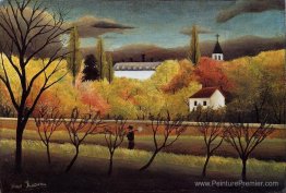 Paysage avec agriculteur