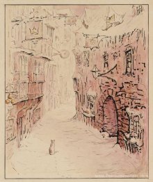 Simpkin dans la rue neigeuse