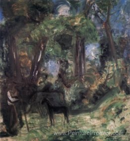 Scène forestière avec poulain