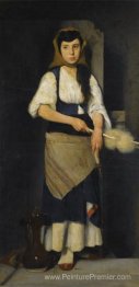 Fille avec affiche et broche