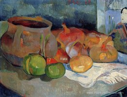 Nature morte avec oignons, betterave et imprimé japonais