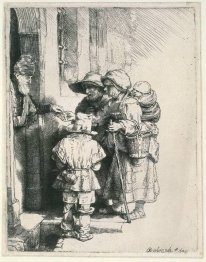 Mendiants à la porte d'une maison
