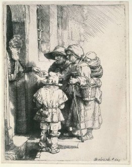 Mendiants à la porte d'une maison