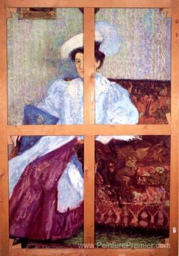 Portrait d'une jeune femme avec un chapeau de plumes