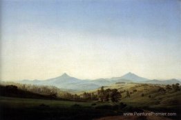 Paysage bohème avec le mont Milschauer Paysage bohème avec le mont Milschauer