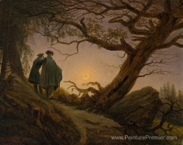 Deux hommes contemplant la lune Deux hommes contemplant la lune
