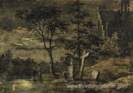 Deux hommes contemplant la lune Deux hommes contemplant la lune