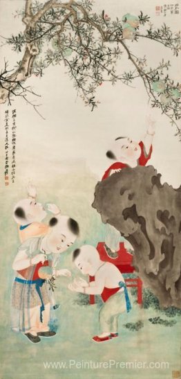 Enfants jouant sous un arbre de grenade Enfants jouant sous un arbre de grenade