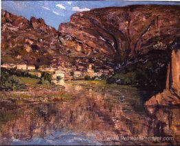 Petit village au pied de la falaise Petit village au pied de la falaise