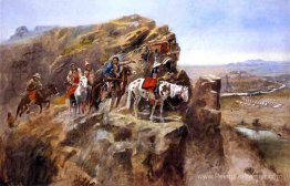 Les Indiens sur une bluff arpentant les troupes de General Miles Les Indiens sur une bluff arpentant les troupes de General Miles