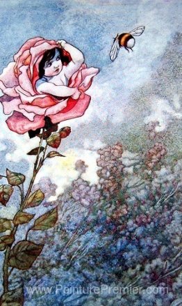 Enfant se cachant en rose Enfant se cachant en rose
