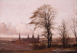 Paysage d'automne, château de Frederiksborg au milieu Paysage d'automne, château de Frederiksborg au milieu