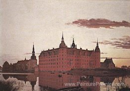 Palais Frederiksborg dans la lumière du soir Palais Frederiksborg dans la lumière du soir