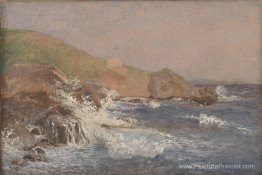 Mer rugueuse sur une côte rocheuse Mer rugueuse sur une côte rocheuse
