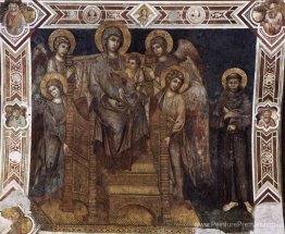 Madonna a été intronisée avec l'enfant, St. Francis et quatre an Madonna a été intronisée avec l'enfant, St. Francis et quatre an