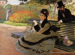 Camille Monet sur un banc de jardin Camille Monet sur un banc de jardin