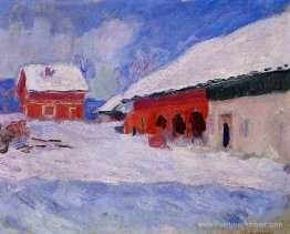 Maisons rouges à Bjornegaard dans la neige, en Norvège Maisons rouges à Bjornegaard dans la neige, en Norvège