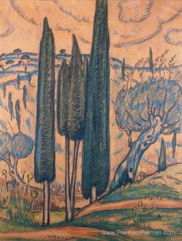 Paysage avec des cyprès Paysage avec des cyprès