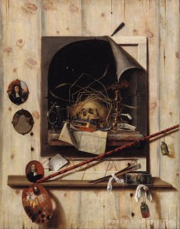 Trompe L'Oeil avec Studio Wall et Vanitas Still Life Trompe L'Oeil avec Studio Wall et Vanitas Still Life