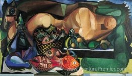 Mulher Deitada com Peixes e Frutas Mulher Deitada com Peixes e Frutas