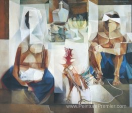 Deux hommes avec du coq Deux hommes avec du coq