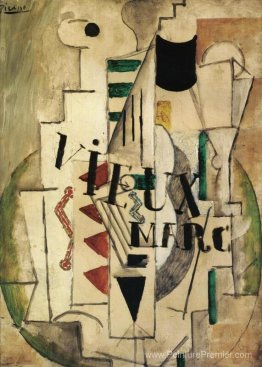 Guitare, verre et bouteille de Vieux Marc Guitare, verre et bouteille de Vieux Marc