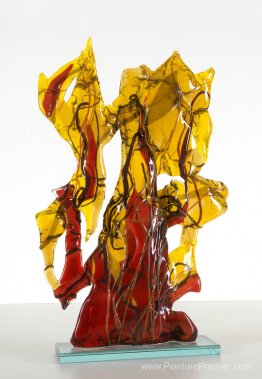 Golden Automne - Sculpture de fusibles de verre Golden Automne - Sculpture de fusibles de verre