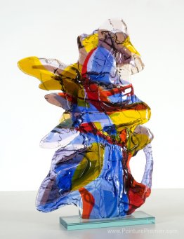 Aucun titre d'art en verre abstrait coloré - sculpture en techni Aucun titre d'art en verre abstrait coloré - sculpture en techni