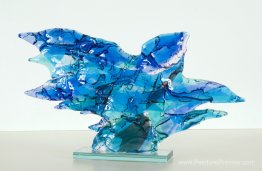 Blue Bird - Art de fusion en verre - sculpture en verre abstrait Blue Bird - Art de fusion en verre - sculpture en verre abstrait