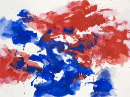 Red & Blue '- Résumé de la peinture à l'aquarelle sur papier - N Red & Blue '- Résumé de la peinture à l'aquarelle sur papier - N