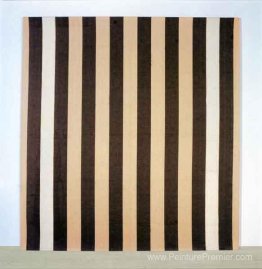 Péinture acrylique blanche sur tissu rayé blanc et marron Péinture acrylique blanche sur tissu rayé blanc et marron