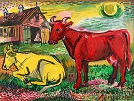 Vaches rouges et jaunes Vaches rouges et jaunes