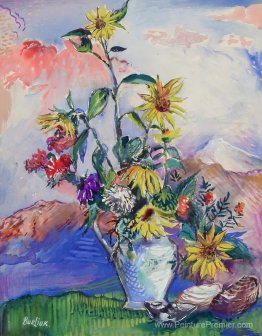 Fleurs et coquillages dans un paysage de montagne Fleurs et coquillages dans un paysage de montagne