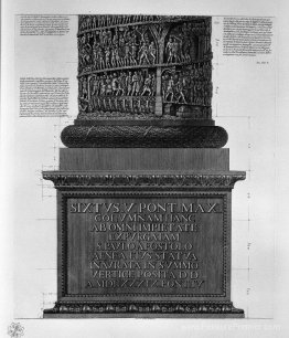 Vue de la façade principale de la colonne Antonine, en six table Vue de la façade principale de la colonne Antonine, en six table