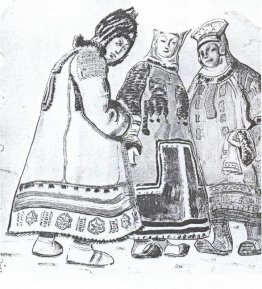 La scène avec trois chiffres en costumes La scène avec trois chiffres en costumes