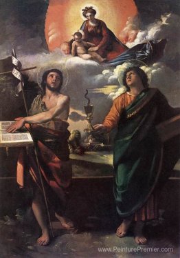 La vierge apparaissant aux saints John le baptiste et John l'éva La vierge apparaissant aux saints John le baptiste et John l'éva
